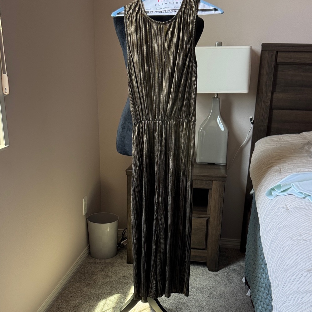 BCBGeneration gold metallic Midi Jumpsuit